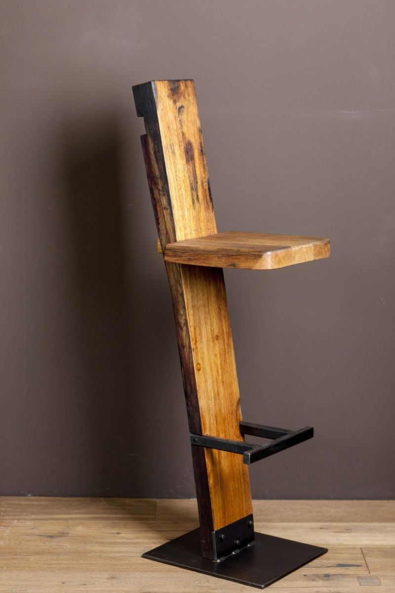 Barhocker aus einer Fassdaube Sitzhöhe 68 cm